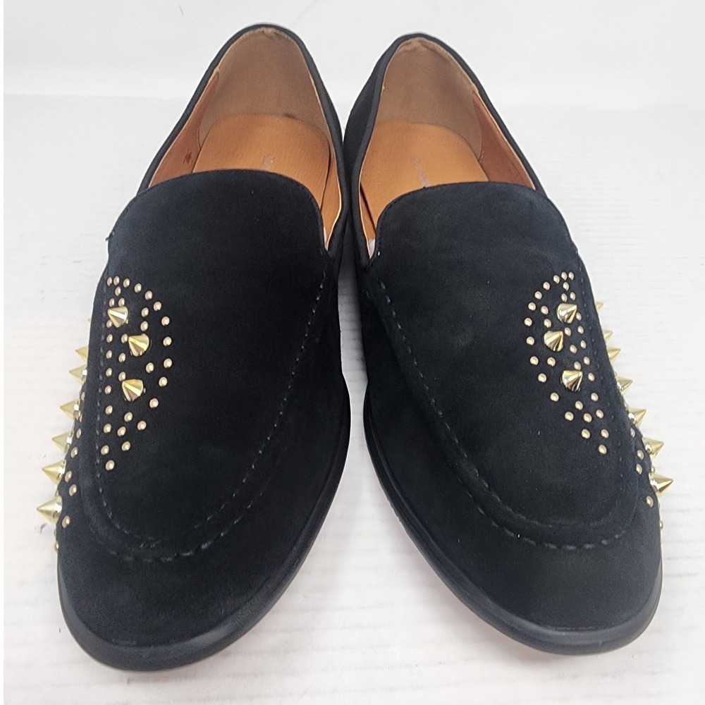 Elanroman Black Studded Loafers Gold Spikes Red Sole Shoes Womens Size 13.5 NEW - Picture 7 of 13